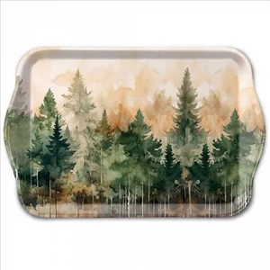 Tálca Ambiante kicsi Evergreen trees műanyag kistálca 13x21cm