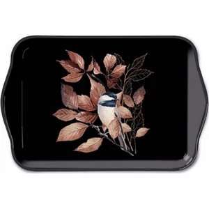 Tálca Ambiante kicsi Lovely chickadee black műanyag kistálca 13x21cm