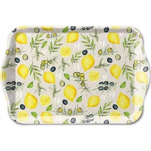 Tálca Ambiante kicsi Olives and lemon műanyag kistálca 13x21cm