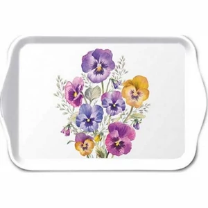 Tálca Ambiante kicsi Pansies műanyag kistálca 13x21cm