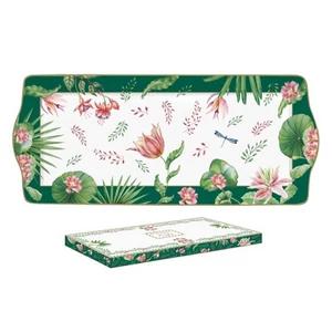 Tálca Porcelán 35x15cm Botanic chic dobozban
