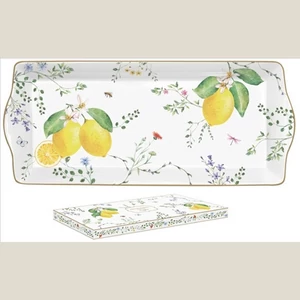 Tálca porcelán 35x15cm Fleurs et Citrons dobozban