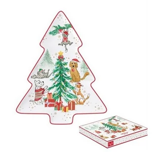 Tálca Porcelán karácsonyi 20,5x25,5cm, Christmas Gang dobozban