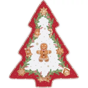 Tálca Porcelán karácsonyi 20,5x25,5cm, Fancy Gingerbread dobozban