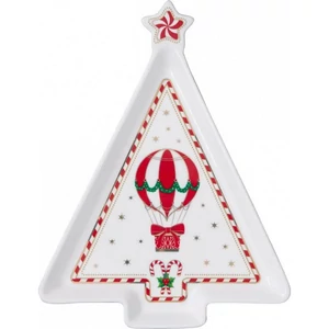 Tálca Porcelán karácsonyi 21x16cm, Christmas Wonderland kézzel festett dobozban