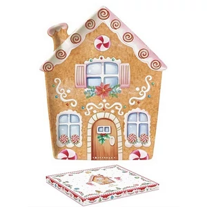 Tálca Porcelán karácsonyi 21x25,5cm, mézeskalács házikó forma Sweet Christmas