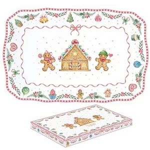 Tálca Porcelán karácsonyi 35x23cm, dobozban, Sweet Christmas