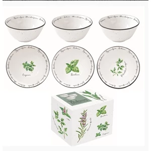 Tálkaszett Porcelán S/3,9,5cm, dobozbanHerbarium