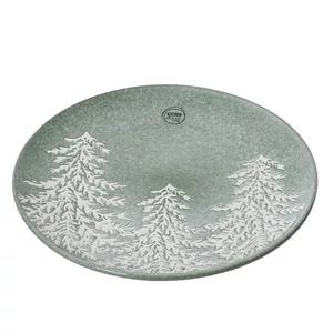 Tányér kerámia karácsonyi 24' fenyőfás zöld 2.9cm sdkae