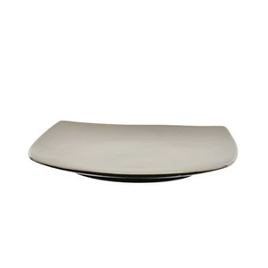 Tányér kerámia szögletes kistányér, 19cm, bézs/fekete