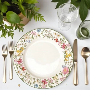Tányér lapos porcelán 26,5cm, Fleurs et Citrons lapostányér kézzel festett