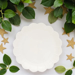 Tányér lapos porcelán 26cm,Drops White lapostányér kézzel festett