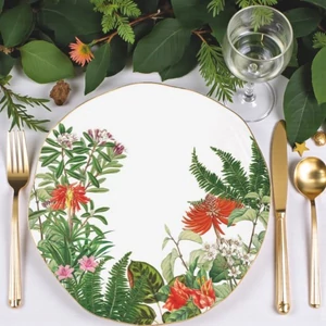 Tányér lapos porcelán 26cm,Spring Time lapostányér kézzel festett