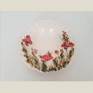 Tányér mély porcelán 24x5cm pipacs, kézzel festett