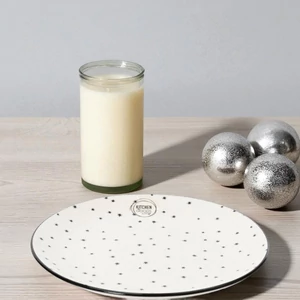 Tányér Porcelán karácsonyi 24' hópelyhes és fenyő mintás 20 cm 2cm sdkae