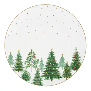 Tányér porcelán karácsonyi 26cm, Mille Fleurs Yellow lapostányér kézzel festett