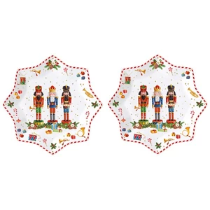 Tányér porcelán karácsonyi 20cm Vintage Nutcrackers 2db-os, dobozban