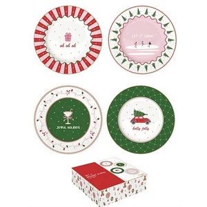 Tányér porcelán karácsonyi 4 db-os, 19,5cm, dobozban, Christmas Twist