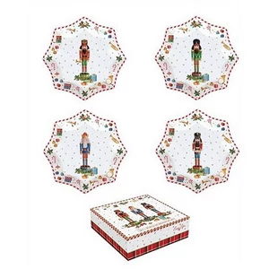 Tányér porcelán karácsonyi 16cm Vintage Nutcracker 4db-os, dobozban