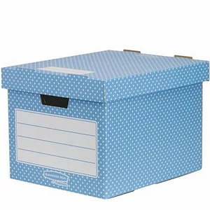 Tárolódoboz karton Fellowes 33,3x28,5x39 cm Style, kék-fehér