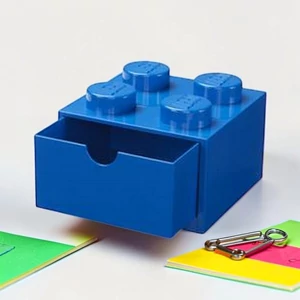 Tárolódoboz LEGO íróasztalra, fiókos "Brick 2x2", kék