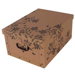 Tárolódoboz Maxi 51x37x24cm környezetbarát, barokk fekete virágos 