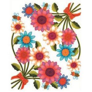 Ablakmatrica dekor tavaszi virág-pillangó mintás (vegyes minta) 37x26cm Tavaszi ablak dekoráció!