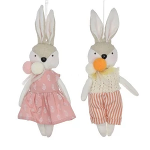 Tavaszi dekor akasztós fiú, lány textil 26x11x5cm rózsaszín, narancs 2 féle