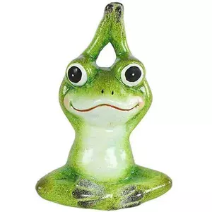 Tavaszi dekor béka kerámia Yoga frog Jesse M green 15cm jógázó béka