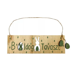 Tavaszi dekor fa tábla natúr, Boldog Tavaszt felirattal 30cm