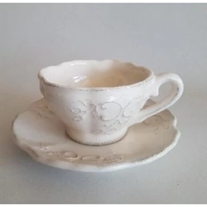 Csésze teás Porceláncsipkés 3dl Romantik, natúr kicsi kézzel festett