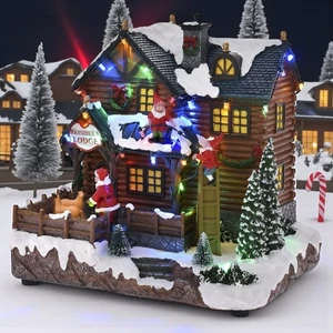 Téliváros karácsonyi 23 világítós, zenélős 25x19x25cm kézzel festet, készült müködtetés elemmel