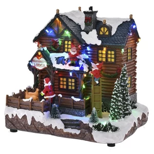 Téliváros karácsonyi 23 világítós, zenélős 25x19x25cm kézzel festet, készült müködtetés elemmel