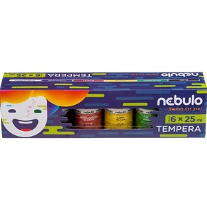 Tempera 25ml Nebulo 6 színű, tégelyes Iskolaszer NEBULO NTF-25-6