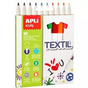 Textilmarker, 2,9 mm, APLI vegyes színekben Kids Textil", 10 különböző szín