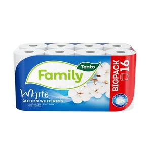 Toalettpapír 2 2 rétegű kistekercses 16 tekercs TENTO Family White fehér
