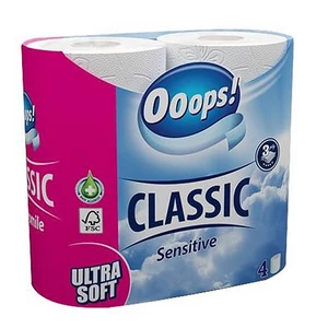 Toalettpapír 3 2 rétegű kistekercses 4 tekercs OOOPS Classic sensitive