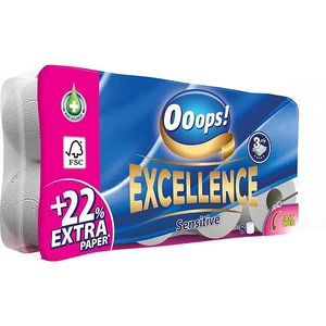 Toalettpapír 3 2 rétegű kistekercses 8 tekercs OOOPS Excellence
