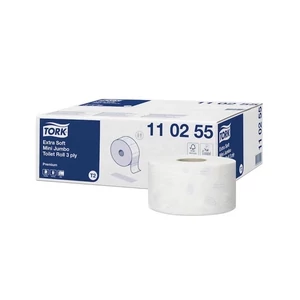 Toalettpapír 3 rétegű 600 lap/120 m/tek 12 tek/karton Extra Soft Mini Jumbo Tork_110255 fehér