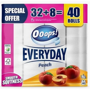 Toalettpapír 3 rétegű kistekercses 32+8 tekercs OOOPS "Everyday" barack