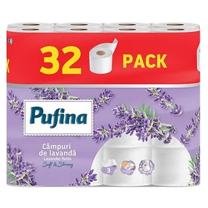 Toalettpapír 3 rétegű kistekercses 32 tekercs PUFINA Lavender Fields" levendula illattal