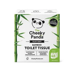 Toalettpapír bambusz 3 rétegű kistekercses 48 tekercs CHEEKY PANDA fehér