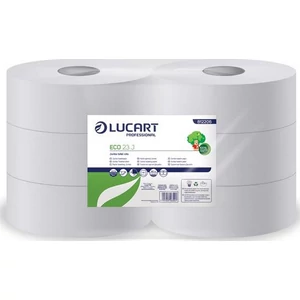 Toalettpapír Lucart Jumbo 23cm Standard Plus/Eco fehér 2 rétegű, 165 m, 6tekercs/csomag