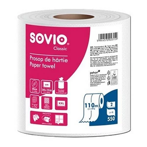 Törlőpapír 100% cellulóz tekercses 110 m 20 cm átmérő 2 rétegű SOVIO