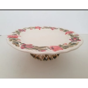 Tortatál Porcelán 28x9cm pipacs kézzel festett kézzel festett