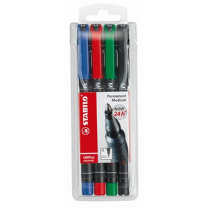 Alkoholos marker Stabilo OHP M 1mm 4színű készlet Írószerek STABILO 843/4