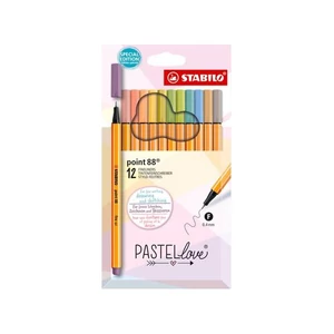 Tűfilc készlet 12 Stabilo Point 88' 0,4mm-es 12színű készlet Pastellove