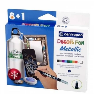 Filctoll készlet Centropen Decor pen metallic 8+1 készlet