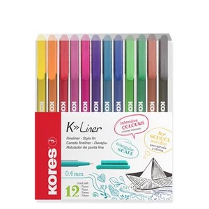 Tűfilc készlet Kores 0,4mm, K-Liner, 12 különböző szín IK28111