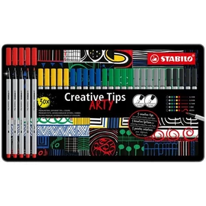 Tűfilc készlet Stabilo fém doboz,Creative Tips ARTY,6 különböző szín, 5 különböző vastagság